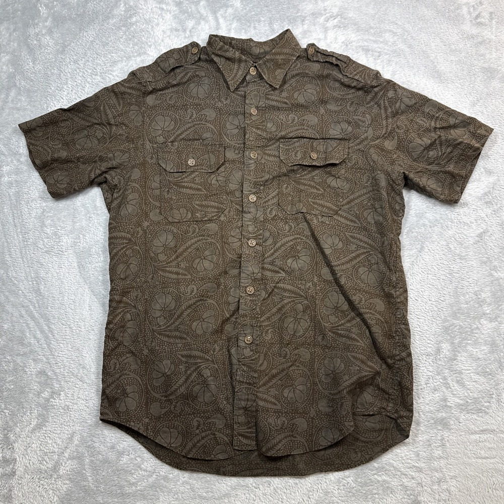 Vintage Polo Ralph Lauren Paisley Button Down Shirt Size L Brown Floral 90s